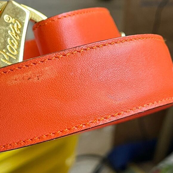 Vintage Paloma Picasso Italian Leather Womens Belt Size S M 30 70\'s Orange Gold main image 7